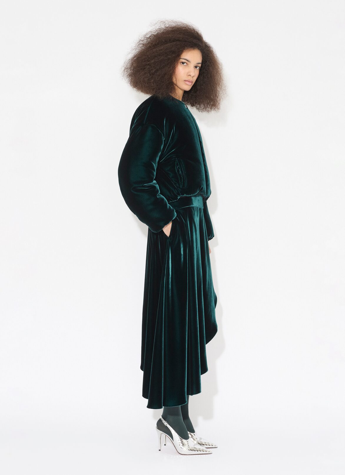 VELVET BOMBER JACKET ALAÏA BLUE VELVET BOMBER JACKET